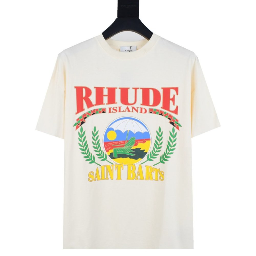 Rhude Paradis Tropical Beach Print Short Sleeve T-Shirt